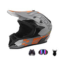 Motocross Helmet Set with Goggles Gloves Mask , DOT Certified Outdoor Adventure Dirt Bike Racing Crash Helmet Youth Men Women Off-Road ATV BMX MX Helmet Grey/Orange S~XL