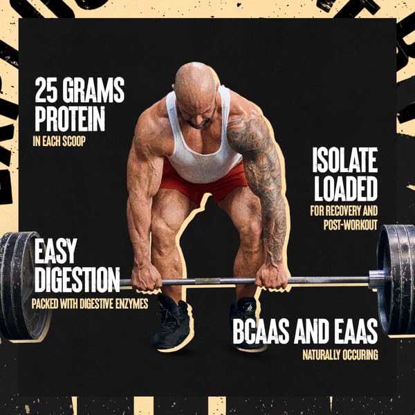 Animal Whey Isolate Protein Powder - Loaded for Pre & Post Workout Muscle Builder and Recovery with Digestive Enzymes for Men & Women - 25g Protein, Great Taste, Low Sugar - Cookies & Cream 4 lbs