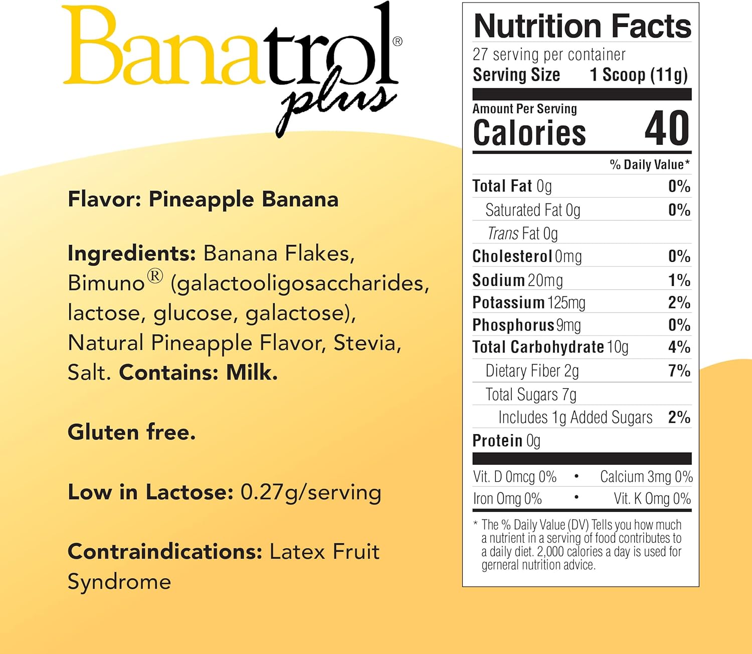 Medtrition Banatrol Natural Anti-Diarrheal with Prebiotics, Relief for IBS and Recurring Diarrhea, Clinically Supported Food, Non-Constipating, 28 Servings (Pineapple)