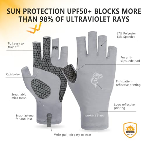 Unisex UV Protective Fingerless Gloves UPF 50+ Sun Glove for Outdoor Fishing Cycling Hiking Driving Kayaking