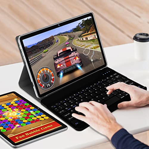 Tablet 10.1 Inch 128 Storage+1TB Expand 2 in 1 Android Tablets, Tablet with Keyboard Case Mouse, 5G Dual WiFi, GPS, Octa Core, HD Touchscreen,13MP Dual Camera, Bluetooth, 7000 mAh Battery -Silver