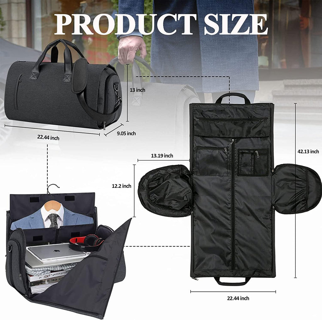 Carry On Garment Bag for Travel Suit Bag Men Women Dress, Convertible Garment Duffel Bag Hanging Clothes,Weekend Duffle Bags,Foldable Carry On Bag with Shoe Compartment Pockets Shoulder Strap