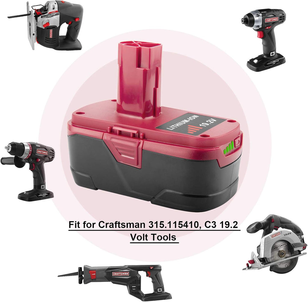 C3 19.2V 6000mAh Lithium Battery Replacement for Craftsman C3 XCP 11375 130279005 1323903 130211004 11045 315.115410 315.11485 Cordless Power Tools (2 Packs)