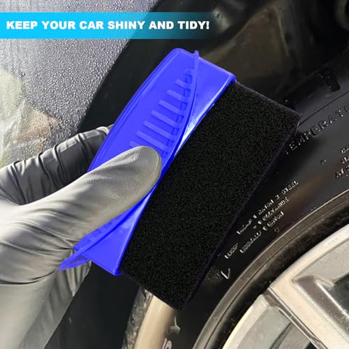 Augeny Tire Dressing Applicator, Reusable Car Tire Shine Sponge Applicator Pad with Lid, Durable Foam Auto Wheel Detailing Applicator for Vehicle Waxing Polishing Cleaning
