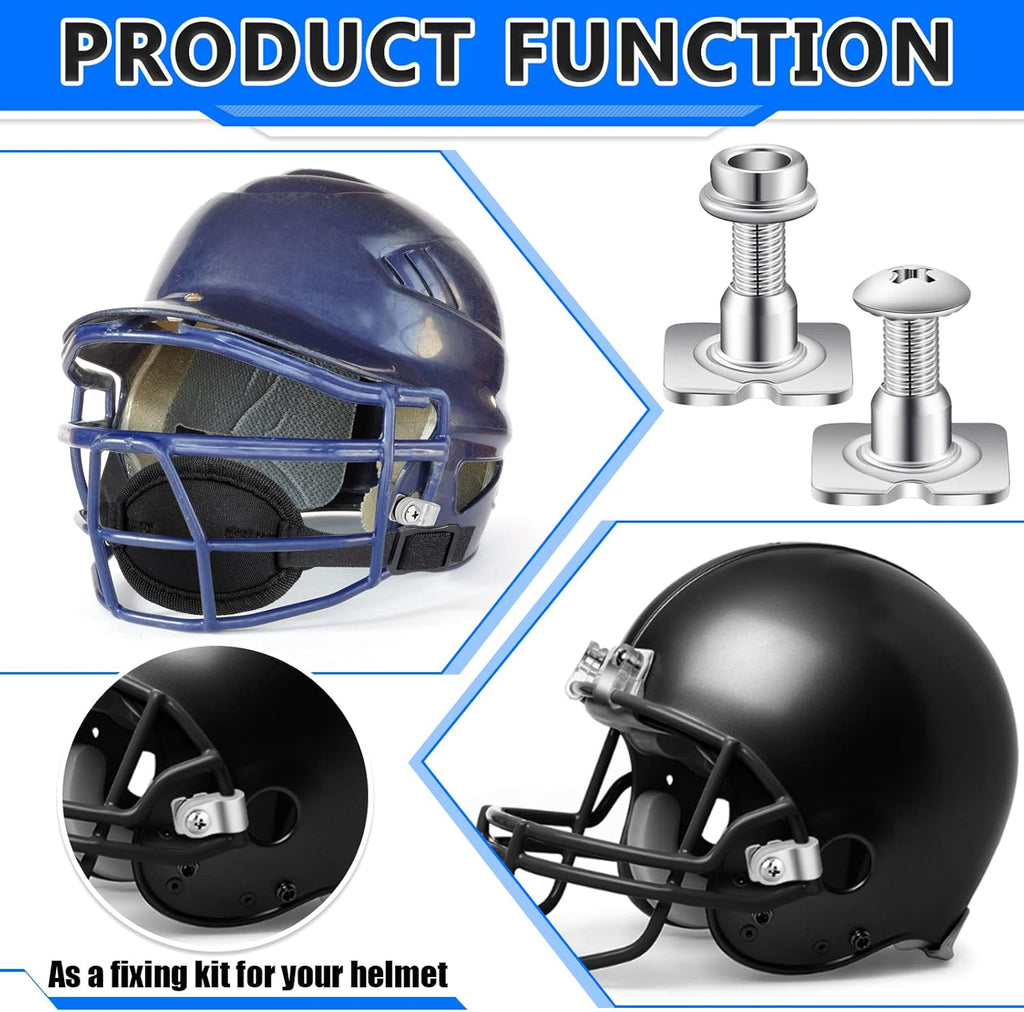 26 Pcs Helmet Repair Kit Include Helmet Chin Strap Screwdriver 4 Pcs R Shape Football Visor Clips 12 Screws with Nuts 4 Rubber Gaskets 4 Helmet Buckles, Hardware Kit for Youth Hockey Baseball Sports