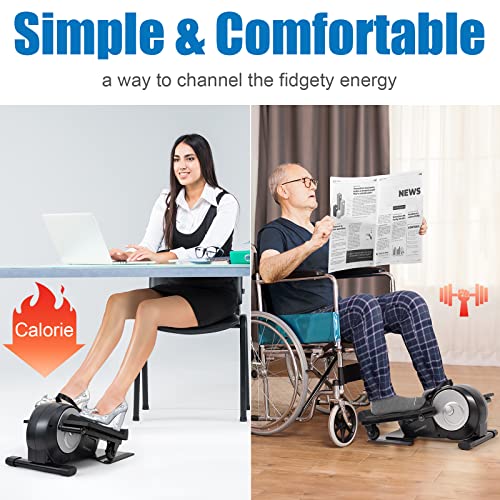 Davcreator Under Desk Bike Pedal Exerciser, Foot Peddler Exerciser with Magnetic Adjustable Resistance, Sitting Mini Exercise Bike for Home Workout, Office