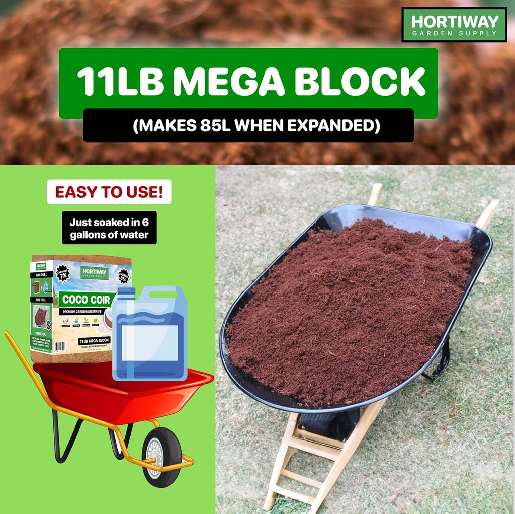 11lbs Premium Coco Coir Brick -100% Organic Coconut Coir for for Plants, Low EC & pH Balance, Natural Compressed Growing Medium, Coconut Core for Gardening Planting & Potting Soil Substrate