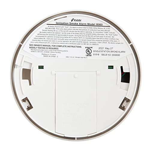 Kidde Premium Smoke Detector, Battery-Operated Smoke Alarm with Hush Feature, 9V Battery Included, White