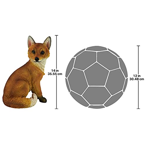 Design Toscano QL56241 Woodie The Woodland Fox Indoor/Outdoor Garden Animal Statue, 10 Inches Wide, 7 Inches Deep, 14 Inches High, Full Color Finish