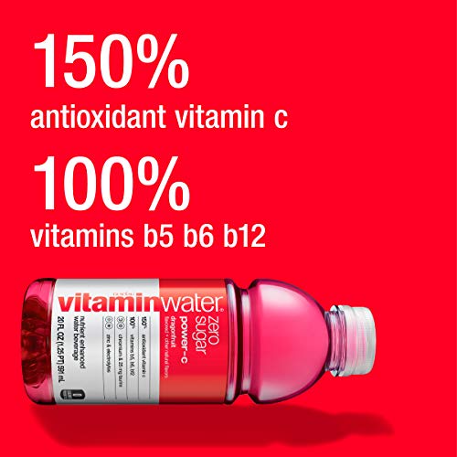 vitaminwater zero sugar power-c, electrolyte enhanced water w/vitamins, dragonfruit drinks, 20 fl oz (Pack of 12)