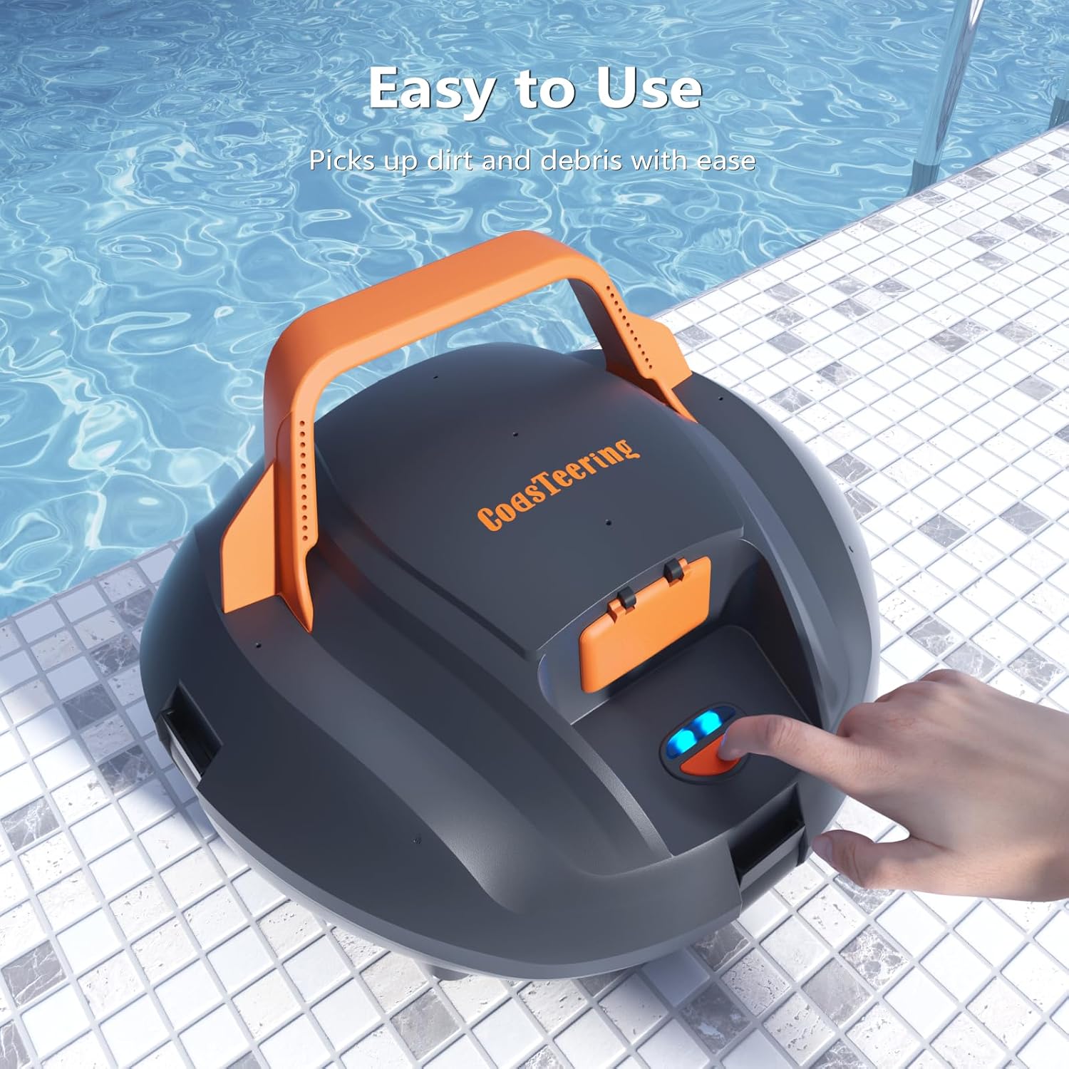 Robotic Pool Cleaner, Cordless Pool Vacuum for Above Ground Pool, Lasts up to 100Mins, Above Ground Pool Vacuum with Self-Parking Function, Ideal for Swimming Pool Cleaning up to 850 Sq.Ft
