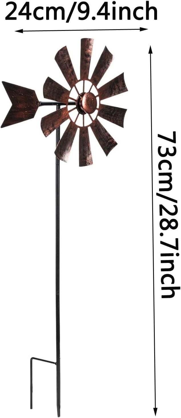 BinaryABC Outdoor Yard Windmill Metal Wind Spinner,Wind Sculptures Spinners Yard Decor Pinwheel,for Garden Yard Lawn Patio Decoration