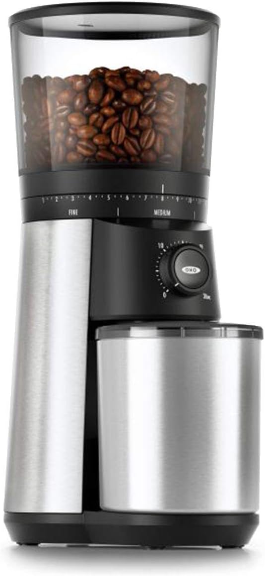 OXO BREW 9 Cup Programmable Coffee Maker Bundle BREW Conical Burr One Push Start Coffee Grinder - Stainless Steel/Black