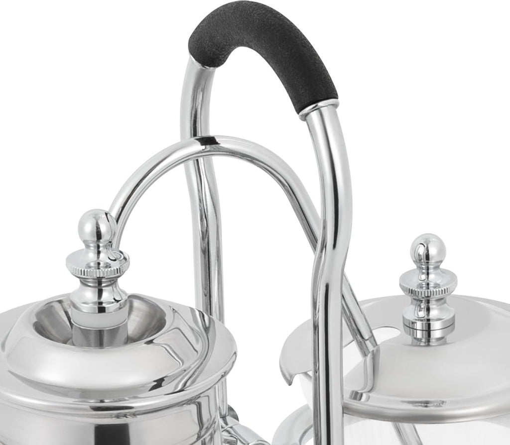 TFCFL Belgian/Belgium Luxury Royal Family Balance Syphon Coffee Maker, Vintage Siphon Brewer Siphon Coffee Maker, Elegant Design Retro-Style, Silver