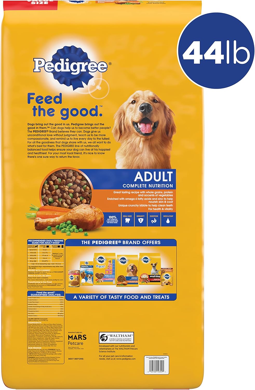 Pedigree Complete Nutrition Adult Dry Dog Food Roasted Chicken, Rice & Vegetable Flavor Dog Kibble, 44 lb. Bonus Bag