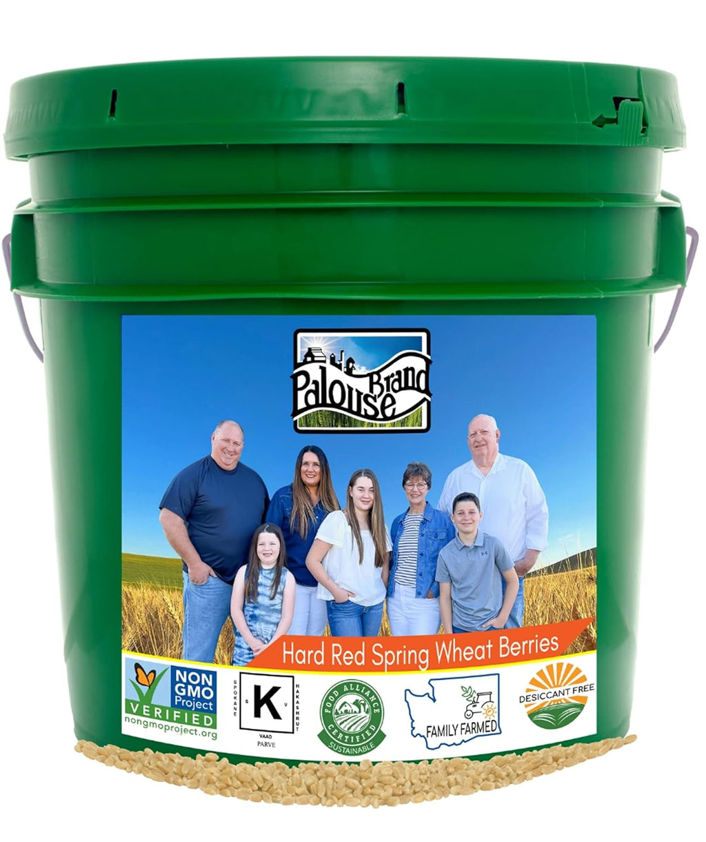 Hard Red Spring Wheat Berries | 25 LBS | Emergency Food Storage Bucket | Non-GMO | Grown on Our Family Farm | Bulk