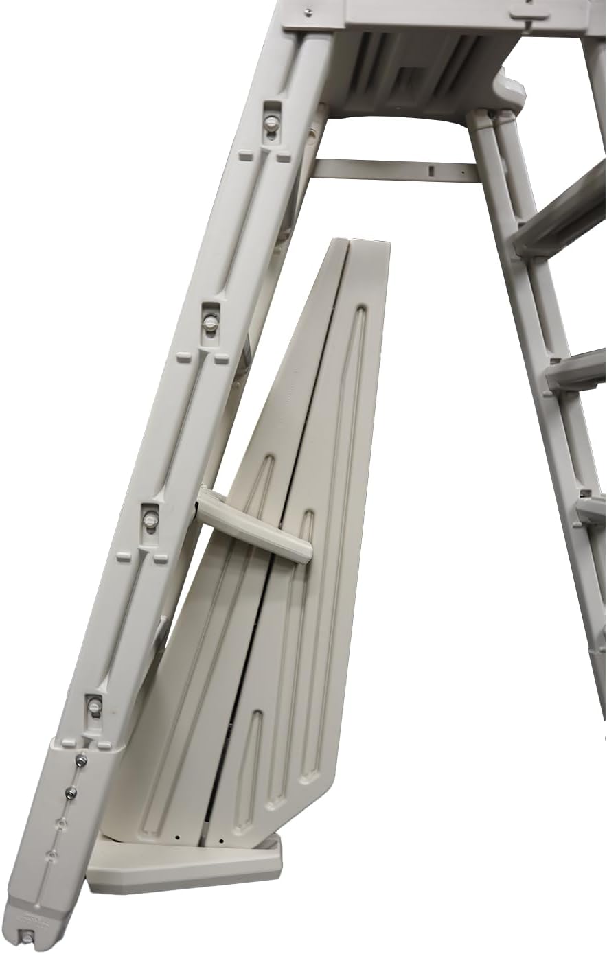 Confer Plastics 7100X Evolution 48" to 54" Adjustable A Frame Above Ground Swimming Pool Entry Ladder with Flip Up and Locking Section for Safety