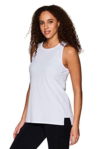 RBX Women's Gym Tank Top Tunic Length Yoga Tank, Relaxed Fit Super Soft Ribbed Side Sleeveless Workout Top