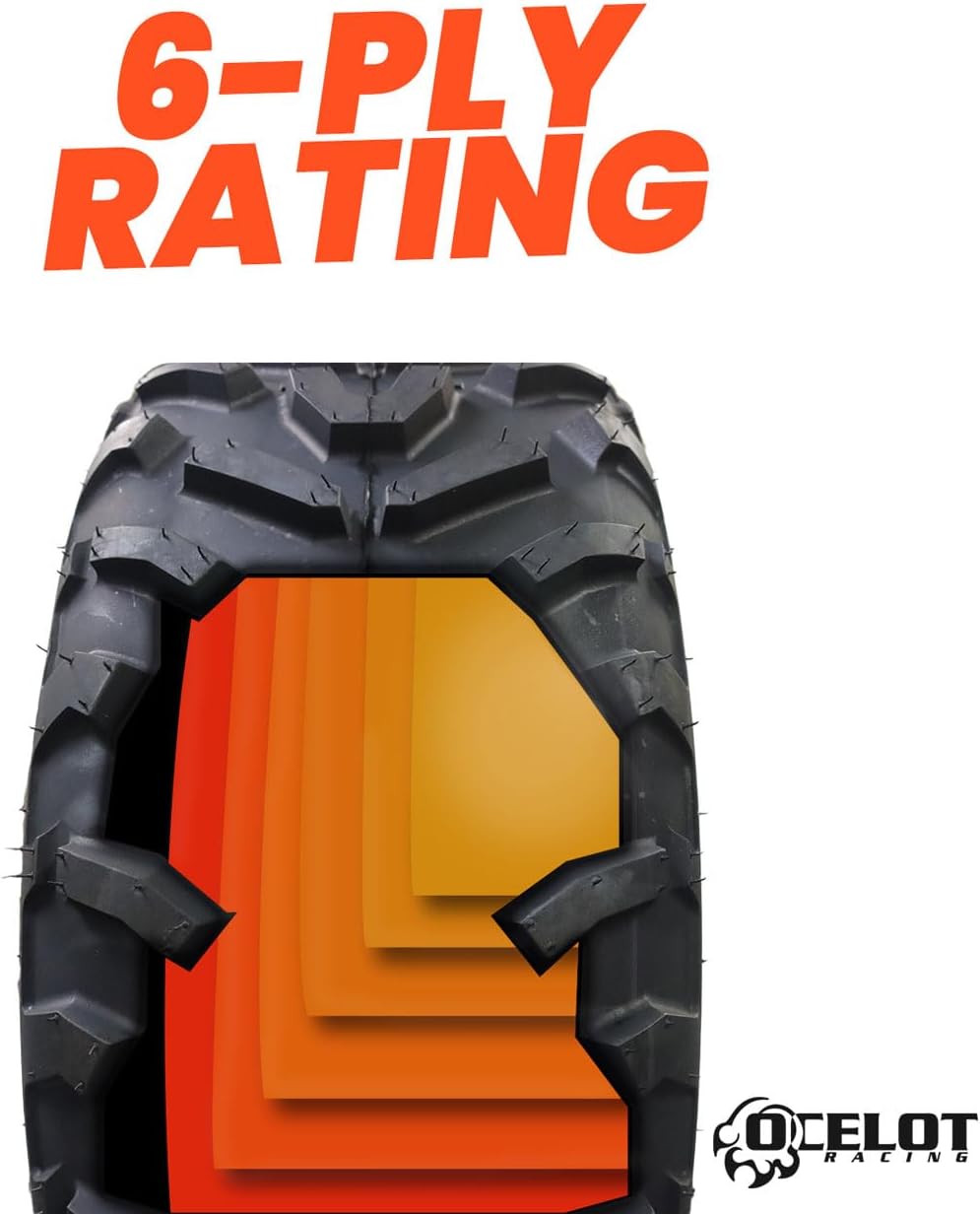 Ocelot P367 22x9-10 ATV UTV All-Terrain Tire with 6-ply Construction, OEM Style Tread, Wide Footprint for Mud and Soft Dirt, Designed for Durability and Extra Grip on Hardpack Solid Surfaces
