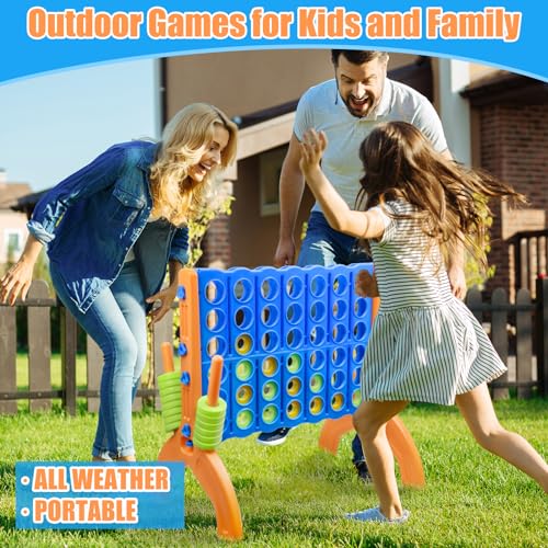 Ayeboovi Giant 4-in-A-Row, Jumbo 4-to-Score Yard Game for Kids and Adults Indoor Outdoor Party Family Connect Game Set with Quick Release Slider & Carrying Bag