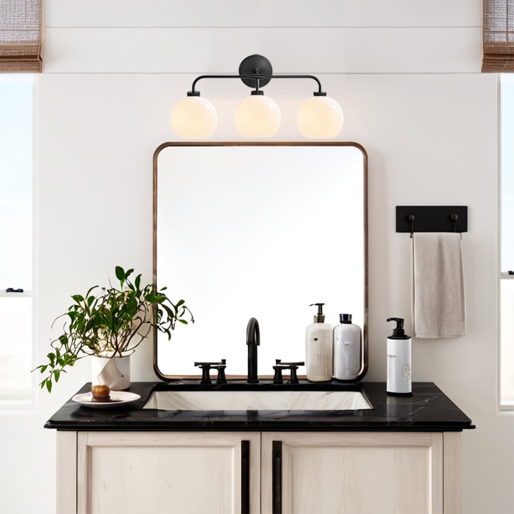 Bathroom Sconce, Triple Mouth-blown Glass Globe Sconce, Vanity Mirror Lamp , Bath Lighting Fixtures