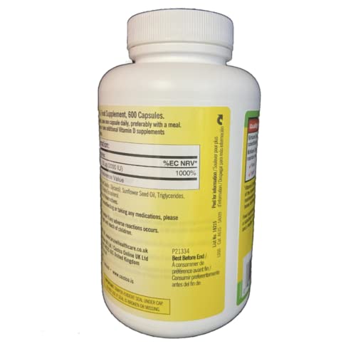 Kirkland Maximum Strength Vitamin D3 600 Softgels (Pack of 2)