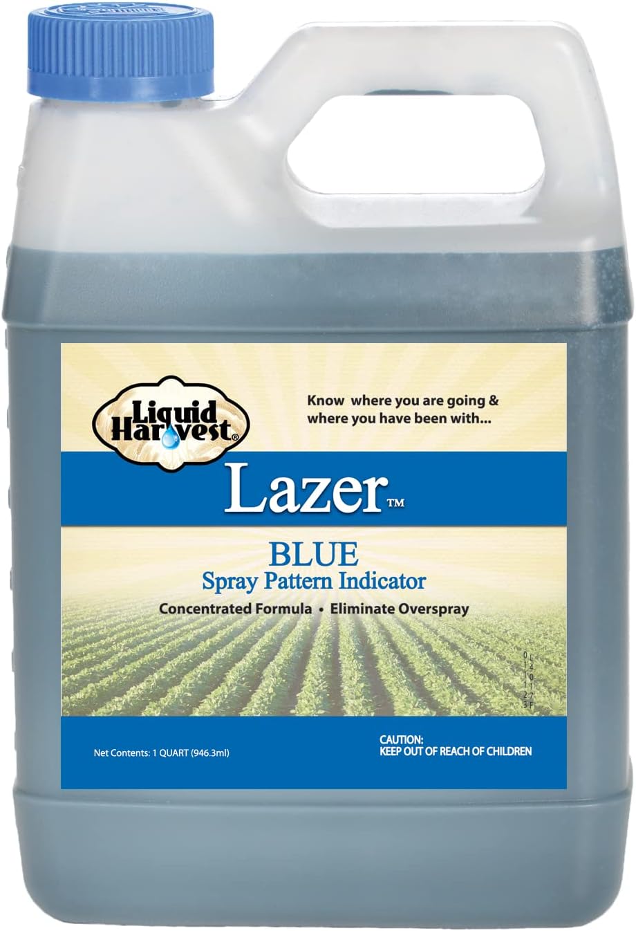 Liquid Harvest Lazer Blue - 32 Ounces - Concentrated Spray Pattern Indicator - Perfect Weed/ Fertilizer Marking Dye, Turf Mark and Blue Herbicide Marker