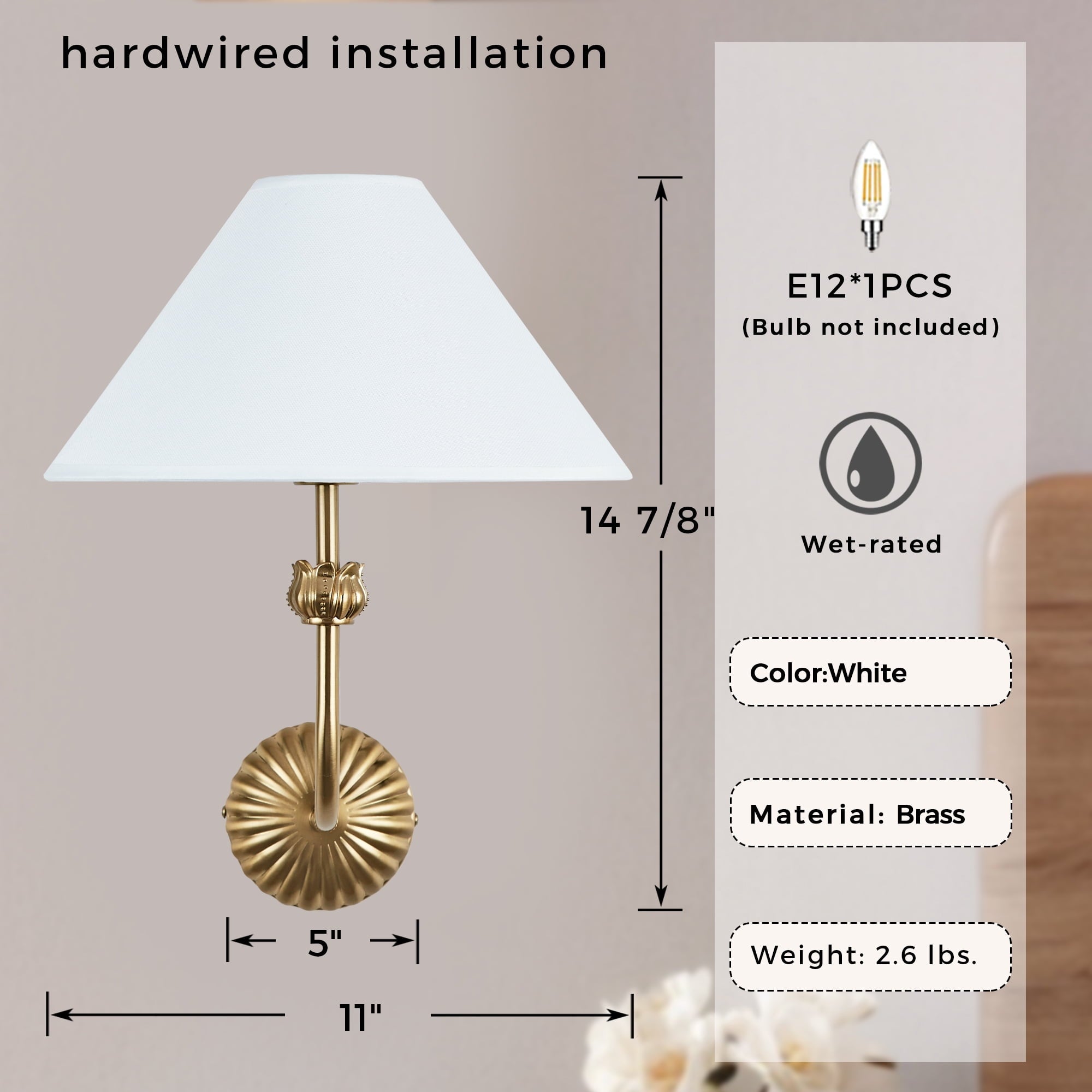 Elegant Modern Sconce, Mid-Century Brass Fixture with Linen Shade, Wall Lights for Living Room, Lounge Wall Lights, Wall Lights for Sitting Room