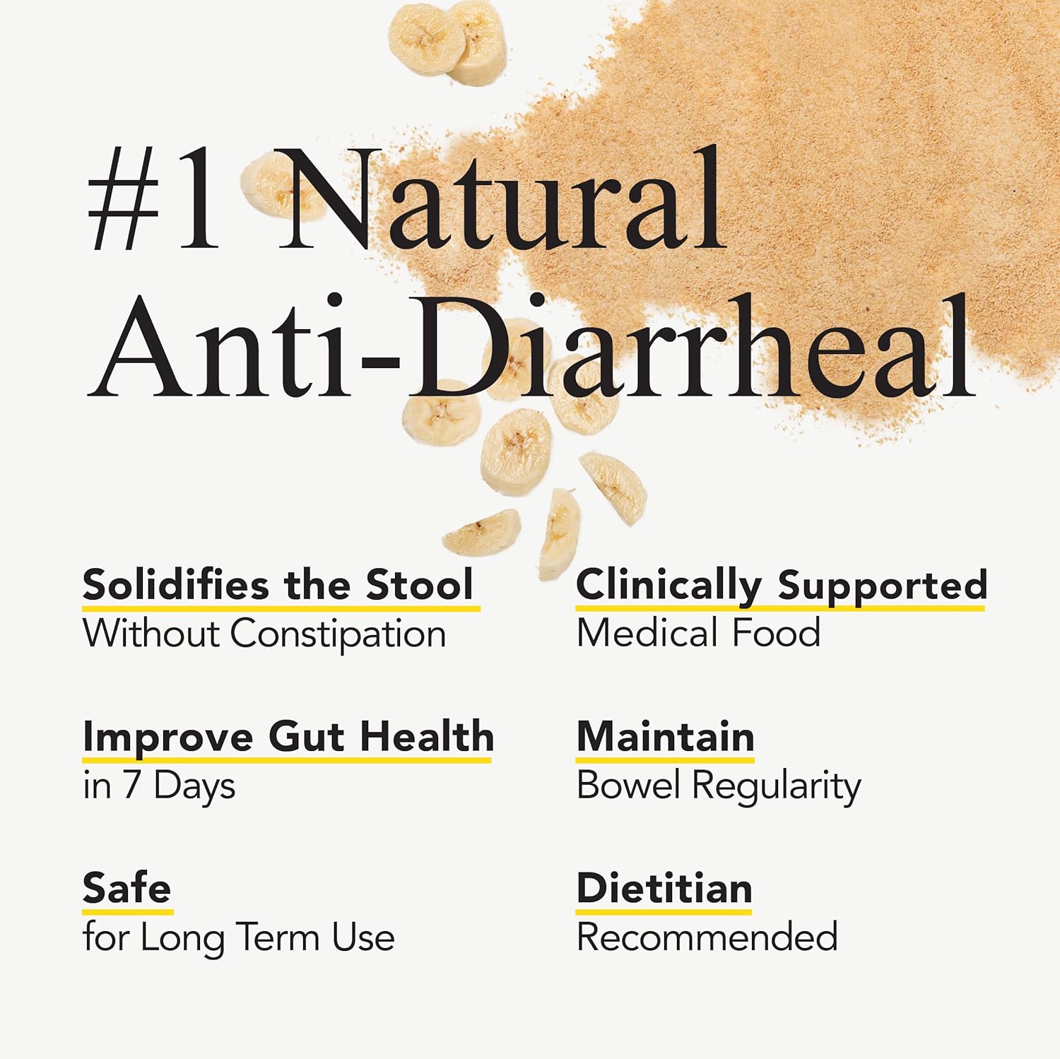 Banatrol® Natural Anti-Diarrheal with Prebiotics, Relief from Chronic Diarrhea, IBS, Recurring Diarrhea, Clinically Supported Medical Food, Non-Constipating, 90 Servings (Banana)
