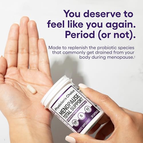 Physician's CHOICE Menopause Probiotic Supplement for Women - Supports Hormone Balance, Hot Flashes, Night Sweats, Weight Management, Bloating & Gut Health - with Black Cohosh, Resveratrol+ - 30ct