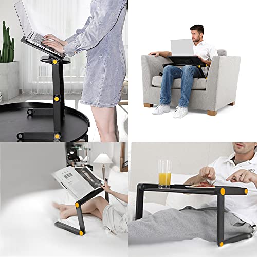 Uten Laptop Stand, Adjustable Computer Stand for Laptop with Mouse Pad, Ergonomic Laptop Stand for Bed Compatible with Macbook Pro Stand, Dell/HP Stand 10-15.6",Foldable Laptop Holder with 2 CPU Fans
