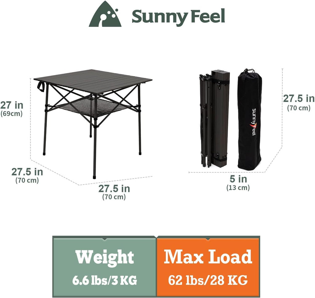 SUNNYFEEL Camping Directors Chair 2 Pack with Aluminum Outdoor Folding Table, Oversized Portable Folding Chair with Pocket for Beach, Fishing,Trip,Picnic,Lawn,Concert