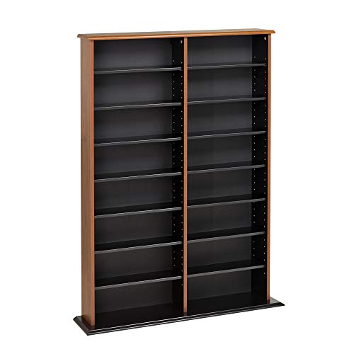 Prepac 2 Column Display Cabinet, White Storage Cabinet, Tall Storage Cabinet, DVD Storage Cabinet with 8 Adjustable Shelves 8.75" D x 38.75" W x 51" H, WMA-0640
