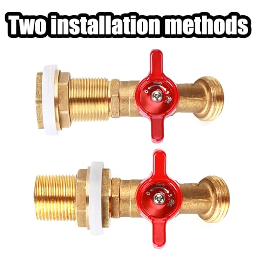 WADEO Brass Rain Barrel Spigot, Rain Barrel Quarter Turn Ball Valve Spigot with Bulkhead Fitting