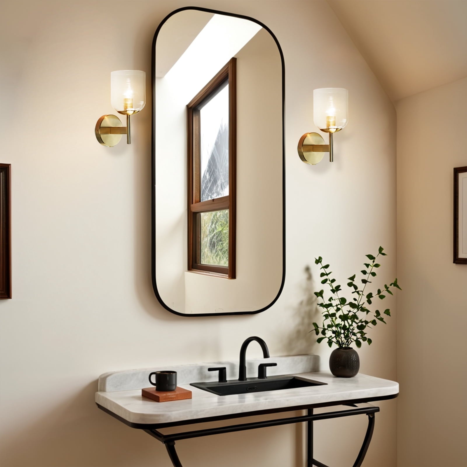 Minimalist Aged Brass Tulip Single Sconce, Elegant Vanity Light, Modern Wall Lamp, Hand-Made Wall Mounted Light beside Mirror, for Entryway, Hallway, Living Room