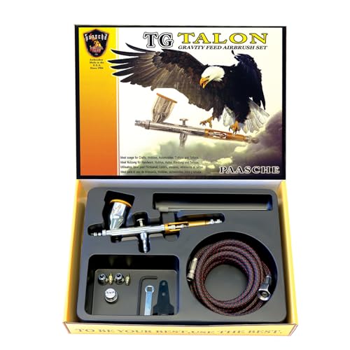 Paasche Airbrush Double Action Gravity Feed Includes 3 Head Sizes (.25mm.38mm, and .66mm), This All-Inclusive Airbrush Kit is for Artists, Hobbyists, and Professionals, None