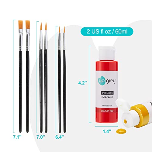 Fabric Paint Set for Clothes, 20 Colors(60ml/2oz Each) Permanent Textile Paint with 6 Brushes, 1 Palette, Washable Fabric Paint, Art Supplies for Clothes, Canvas, T-Shirts, Jeans, Bags, DIY Projects