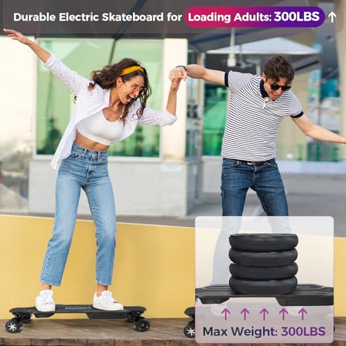 Caroma 38" Electric Skateboard with Remote, 1200W Brushless Motor, 28 Miles Range & 28Mph Top Speed, Max Load 300lbs, 9 Layer Maple Wood, Safety Luminous Sandpaper, Electric Longboard for Adults Teens