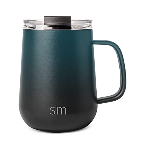 Simple Modern Travel Coffee Mug with Lid and Handle | Reusable Insulated Stainless Steel Coffee Tumbler Tea Cup | Gifts for Women Men Him Her | Voyager Collection | 12oz | Ocean Water