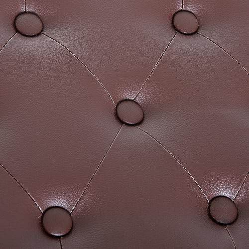 HOMCOM Piano Bench, Duet Piano Chair with Faux Leather Padded Cushion and Wooden Frame, Button Tufted Keyboard Bench, Brown