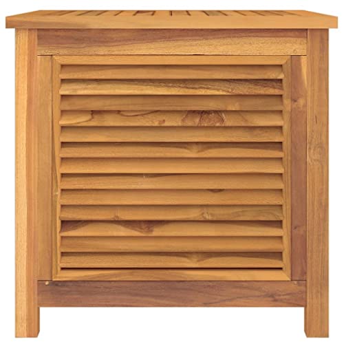 vidaXL Outdoor Patio Storage Box - Solid Teak Wood Construction - Louvre Design - Water-Resistant Lining - Easy Assembly, Indoor/Outdoor Use