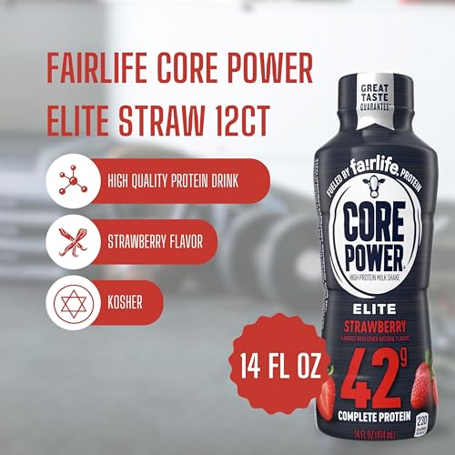 Worldwide Nutrition Bundle: Fairlife Core Power Elite 42g High Protein Milk Shake - Kosher, Chocolate Protein Shake for Workout Recovery - 14 Fl Oz (Pack of 12) & Multi-Purpose Key Chain