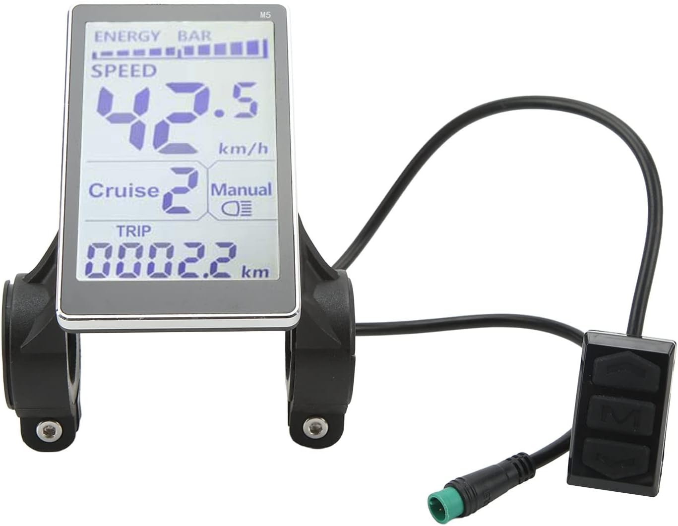 Electric Bike LCD Display Screen, 5 Pin 24V 36V 48V 60V Universal Waterproof Electric LCD Display Control Panel for 31.8 22.2mm Electric Bikes