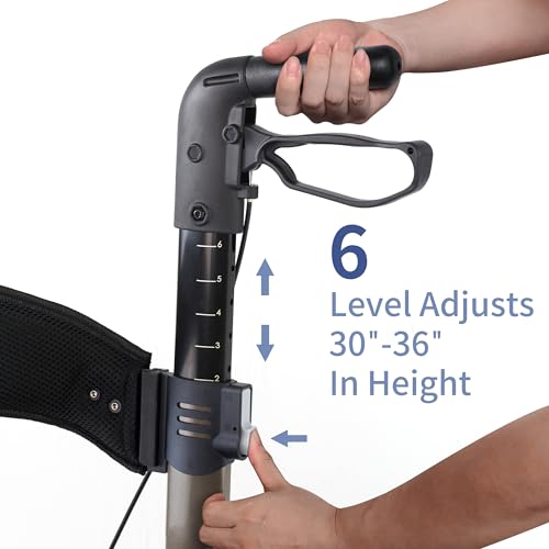 Rollator Walker for Seniors,Foldable All Terrain Rolling Walkers with Cane Holder,Aluminum Walkers with 8 inch Rubber Wheels for Seniors (Rolling Walker)