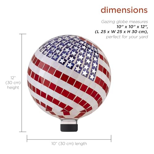 Alpine Corporation 10" Diameter Indoor/Outdoor Glass Mosaic Gazing Globe Yard Decoration, Patriotic Design