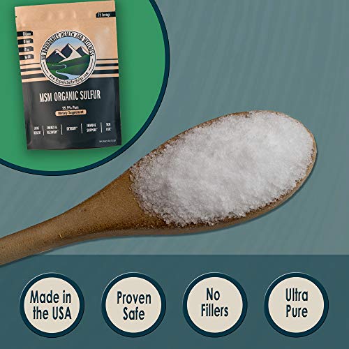 MSM Organic Sulfur Crystals by No Boundaries Health and Wellness – All-Natural, Premium Health Supplement: 99.9% Pure MSM – Benefits: Joint Pain, Allergies, Skin, Hair & Nail Health – No Fillers