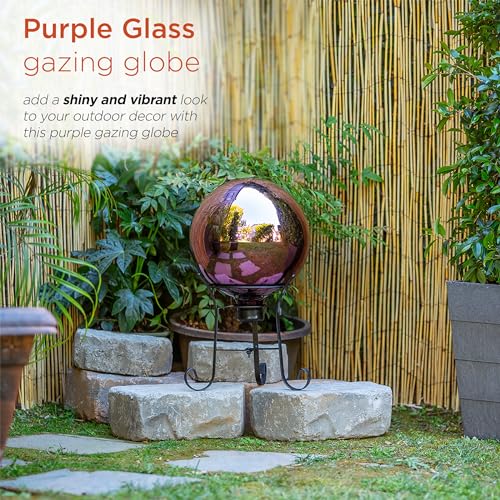 Alpine Corporation 10" Diameter Indoor/Outdoor Glass Gazing Globe Festive Yard Décor, Blue