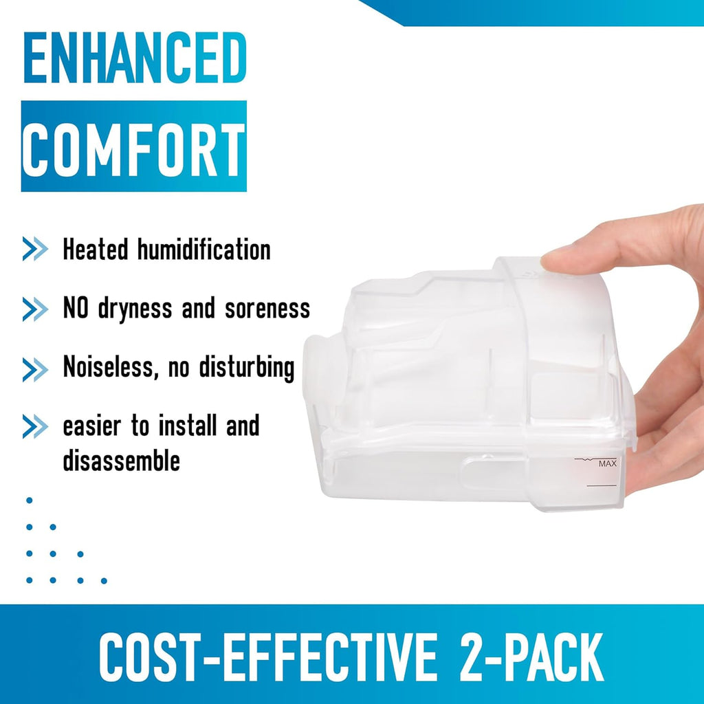 2 Pack Enhanced Comfort Replacement Water Chambers for AirSense 11 and AirCurve 11 Water Tanks Supplies Heated Humidifiers
