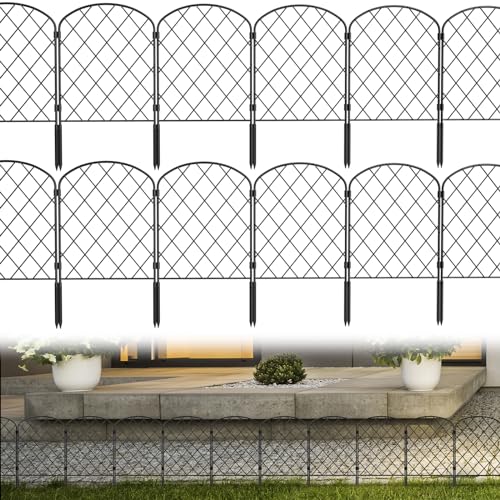 Decorative Garden Fence 30 Pack Animal Barrier Fencing 33ft (L) x 22in (H) Rustproof Metal Wire Section Edging with Plastic Stakes Dog Fence Outdoor for Yard Landscape Patio, Arched
