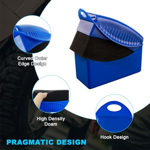 Augeny Tire Dressing Applicator, Reusable Car Tire Shine Sponge Applicator Pad with Lid, Durable Foam Auto Wheel Detailing Applicator for Vehicle Waxing Polishing Cleaning